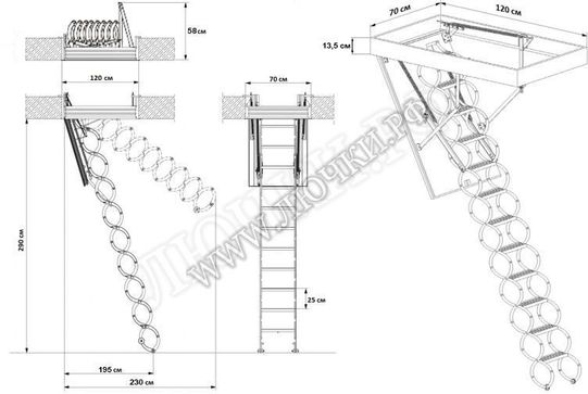 Чердачная лестница Oman Nozycowe Termo 700*1200*2900 Чердачная лестница Oman Nozycowe Termo 700*1200*2900