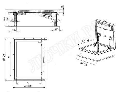 Люк для выхода на кровлю Оптимус 900*900 Люк для выхода на кровлю Оптимус 900*900