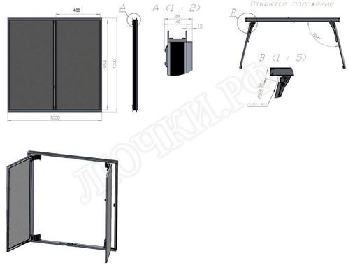 Люк под плитку Нажимной Секрет-Лайт 2 створки 1100*300 Люк под плитку Нажимной Секрет-Лайт 2 створки 1100*300